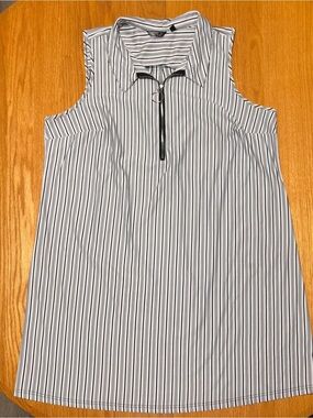 Mlle Gabrielle Sleeveless Striped Zip Dress - Black & White